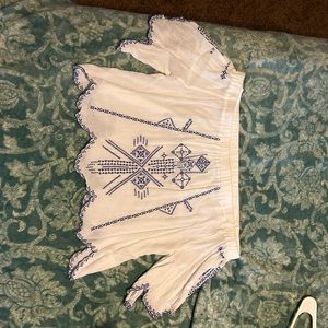 White cropped off the shoulder top